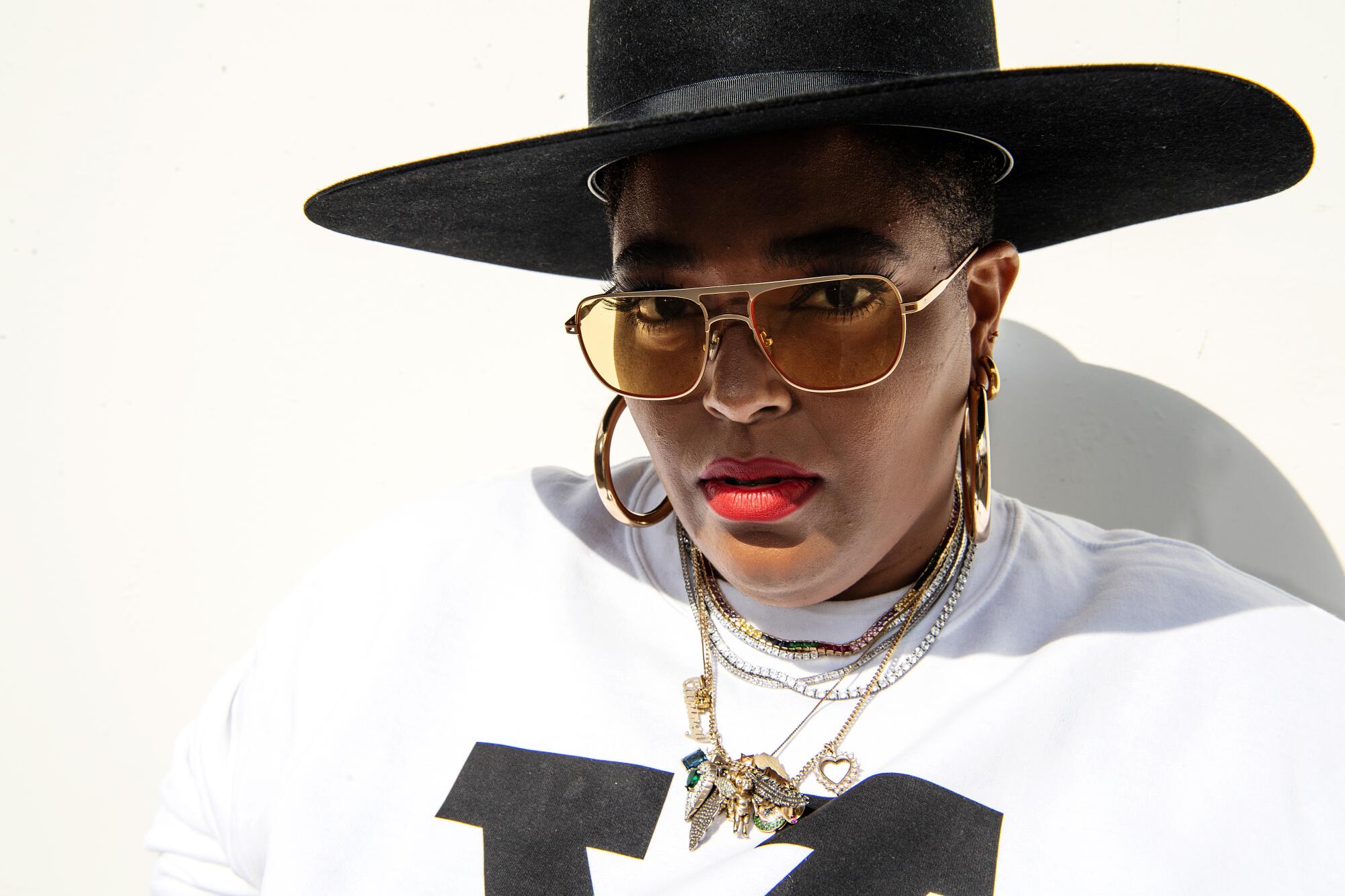 Stylist Courtney Mays at the Standard Issue clothing factory.